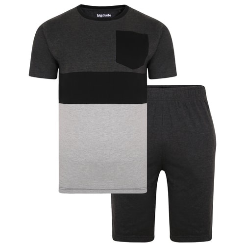 Bigdude Cut & Sew Marl Pyjama Set Charcoal